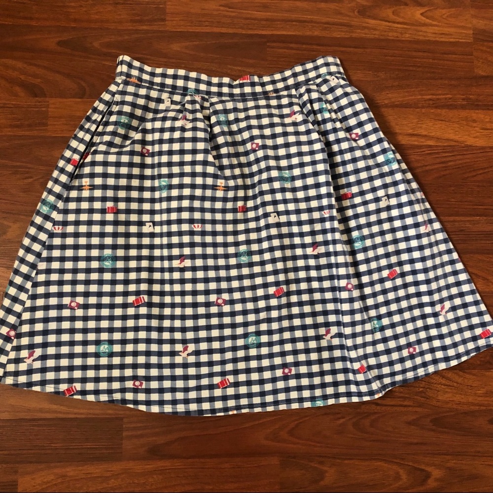 ModCloth Yumi Gingham A-line Pleated Skirt Blue New